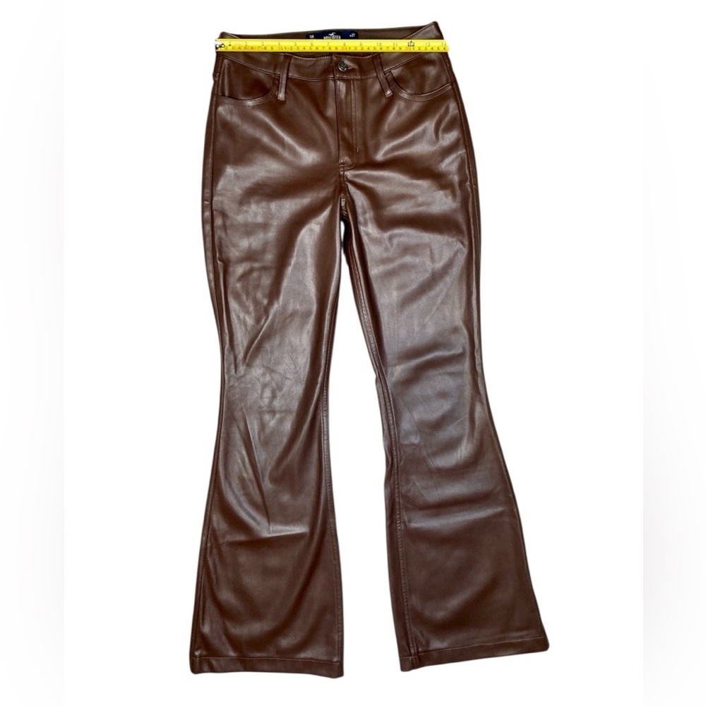 Hollister Vegan Leather High-Rise Flare Pants Brown Size 5R - Picture 4 of 6
